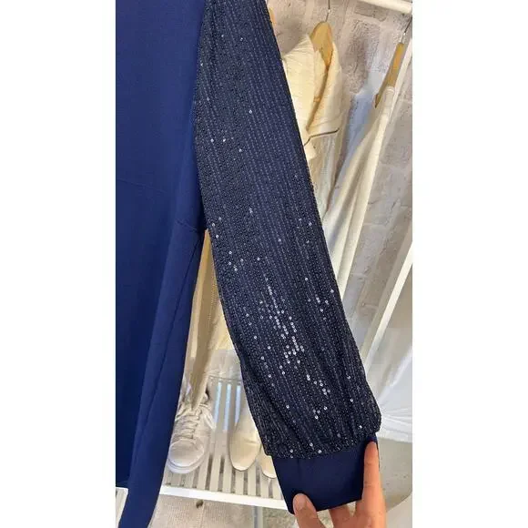 Emery Rose Women's Size 5XL Navy Sequin Sleeve Sheath Knee Length Dress #0421 - Picture 7 of 14